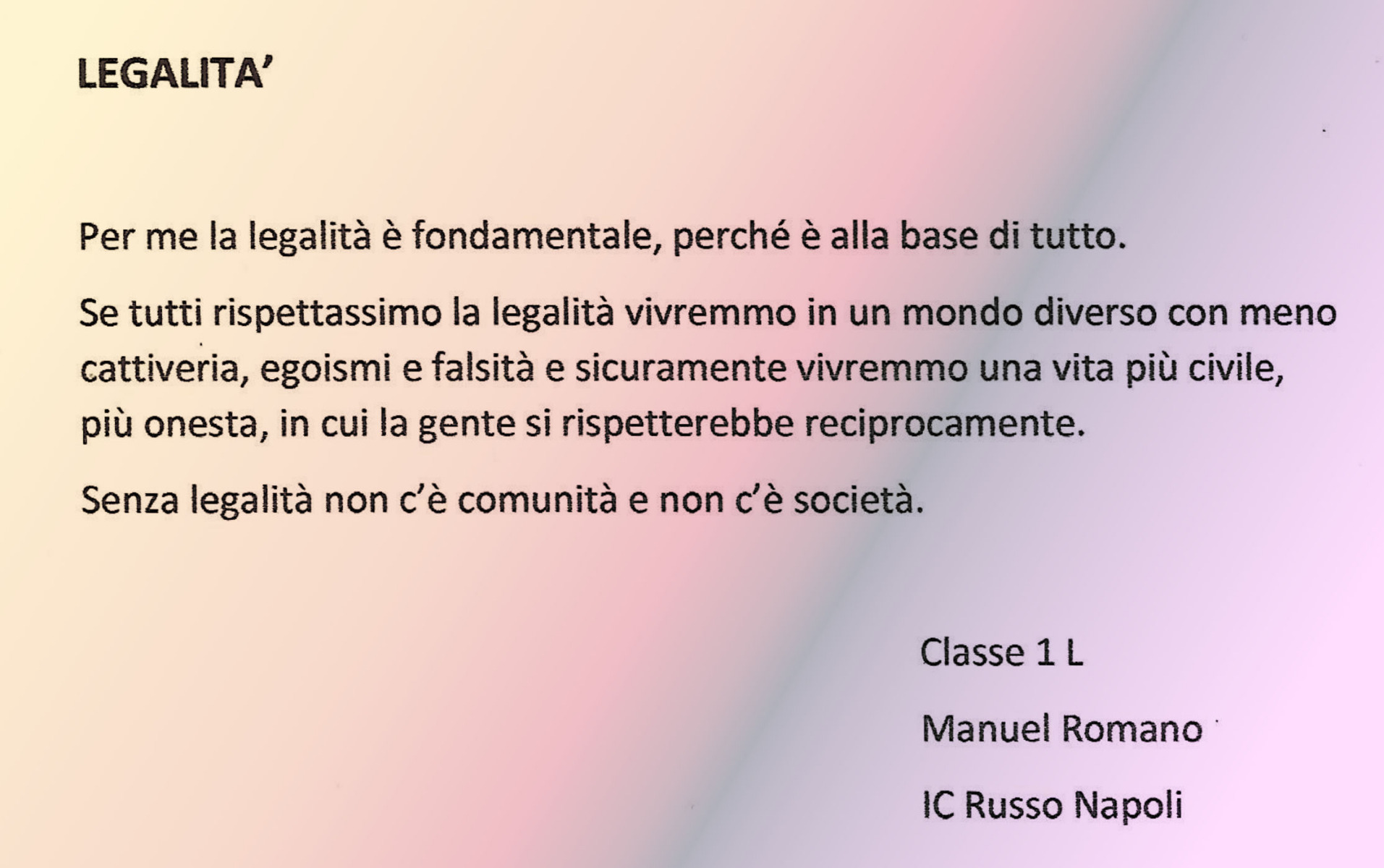 Riflessioni sulla Legalità