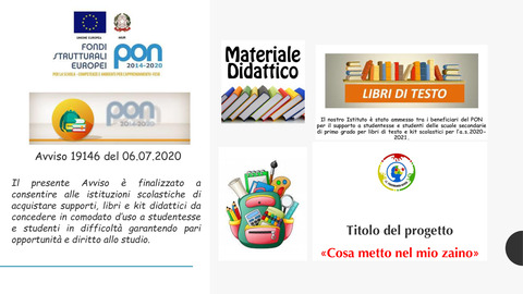FSE 2020/2021  Kit scolastici Avviso 19146 del 06.07.2020 -  SELEZIONE   SCUOLA SEC. I GRADO
